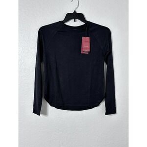 NWT SWISSBRAND Activewear Women's Stretch Top Shirt Size L Black Long Sleeve